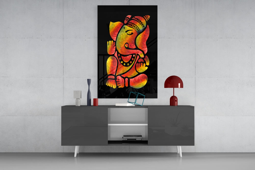 Ganesha panel catching ambient light to reveal its sacred glow