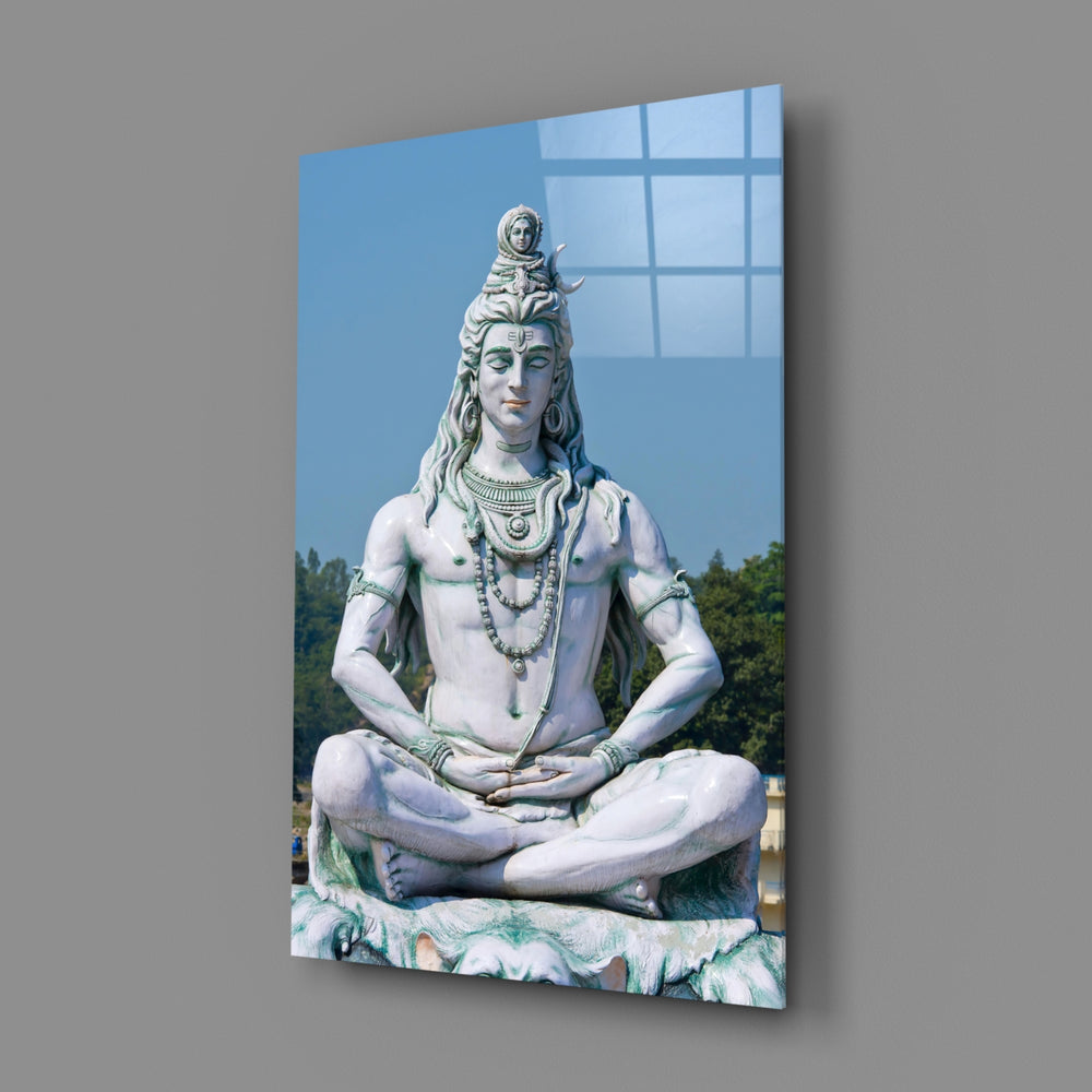 Sculpture-photography panel bringing serene majesty to a contemporary bedroom