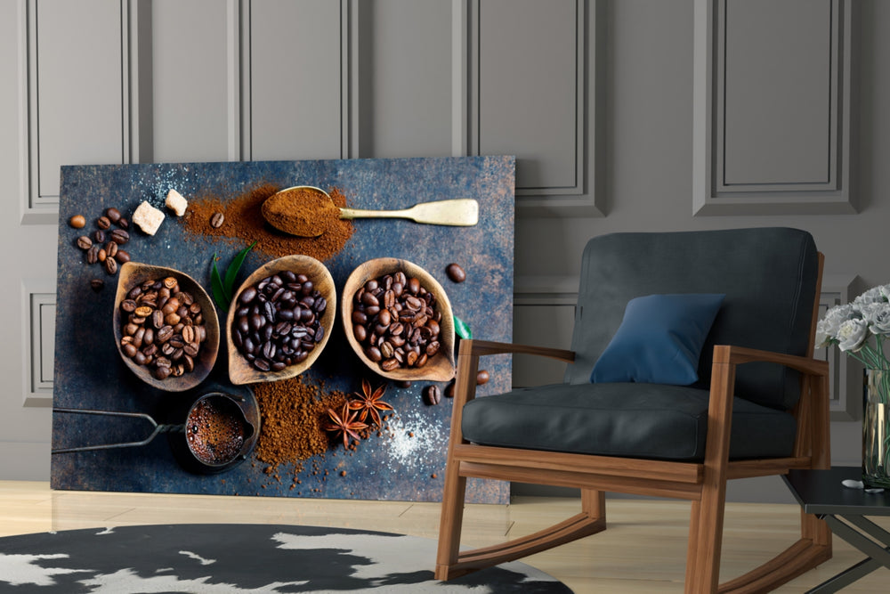 Spices glass print enhancing a breakfast nook with cinematic warmth