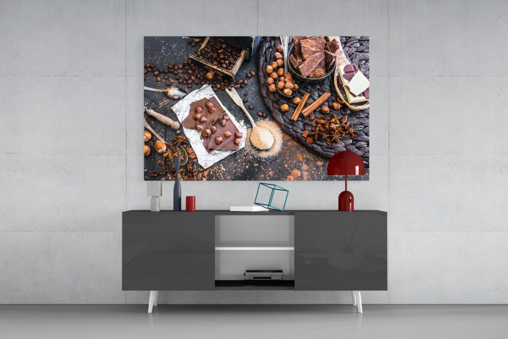 Chocolate panel catching window light to reveal its appetizing warmth