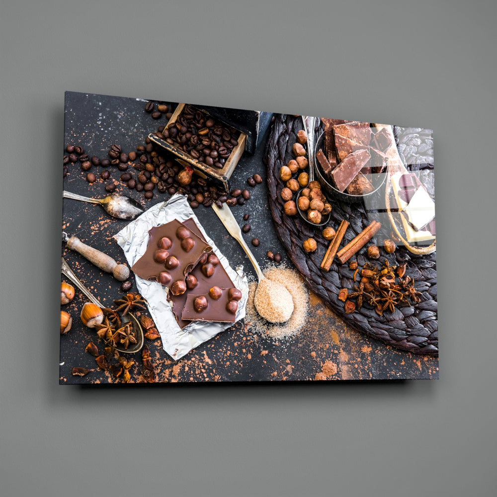 Food-still-life panel bringing appetizing warmth to a contemporary kitchen