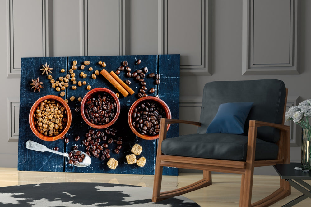 Spices glass print enhancing a breakfast nook with cinematic warmth