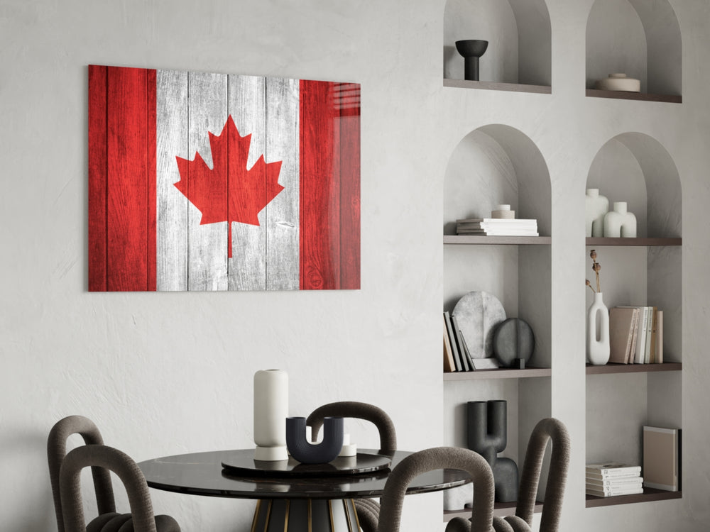 Flag of Canada panel adding editorial drama to a man cave