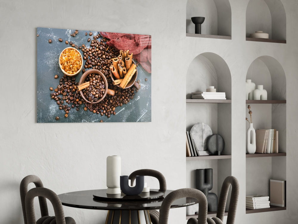 Spices panel adding editorial appetite to a dining room