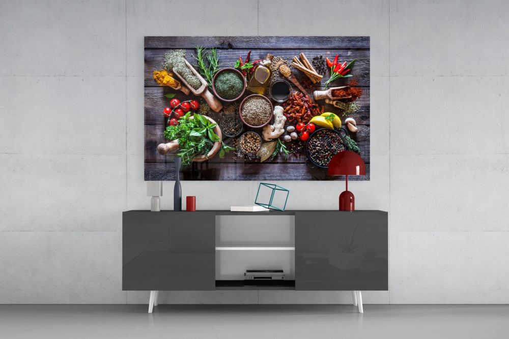 Spices panel catching window light to reveal its appetizing vibrance