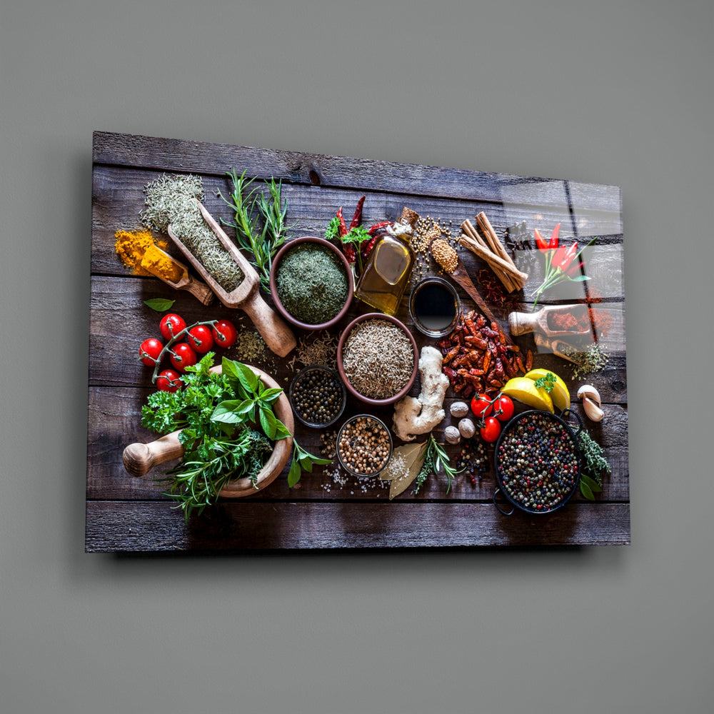 Food-still-life panel bringing appetizing vibrance to a contemporary kitchen