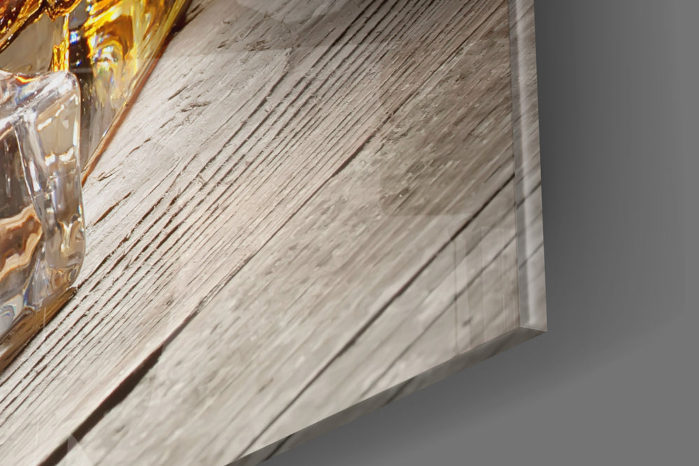Whiskey artwork anchoring a wall with moody luxe palette