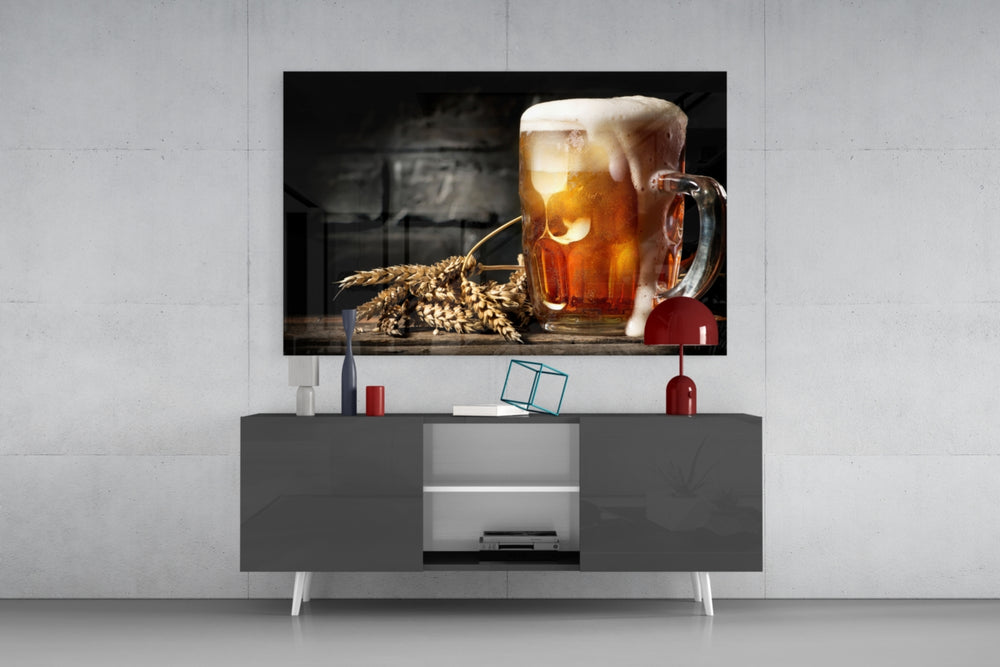 Beer panel catching directional light to reveal its rustic warmth