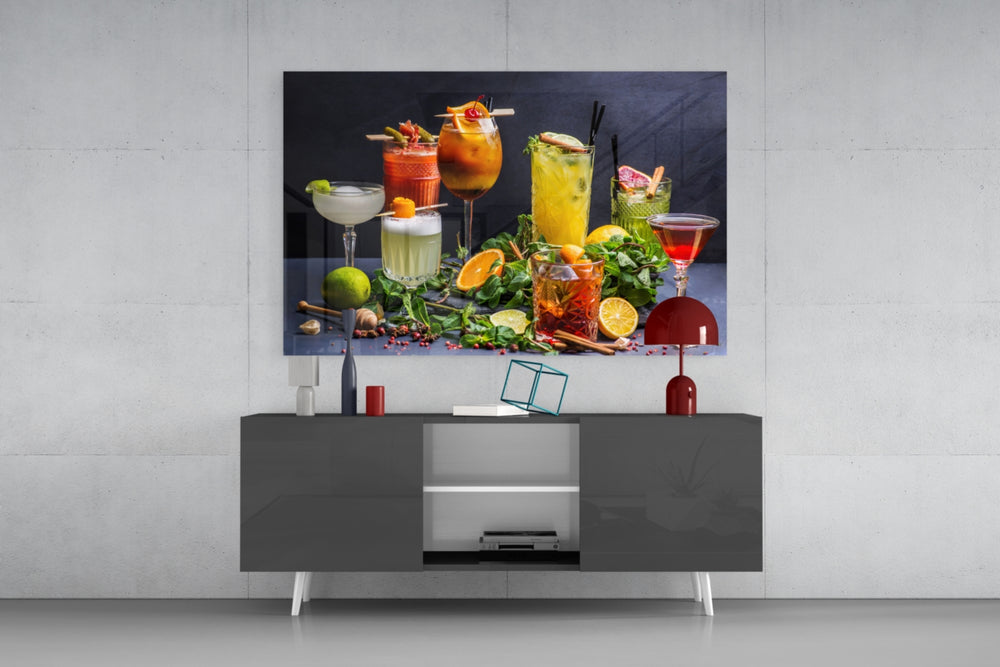 Cocktails panel catching directional light to reveal its festive vibrance