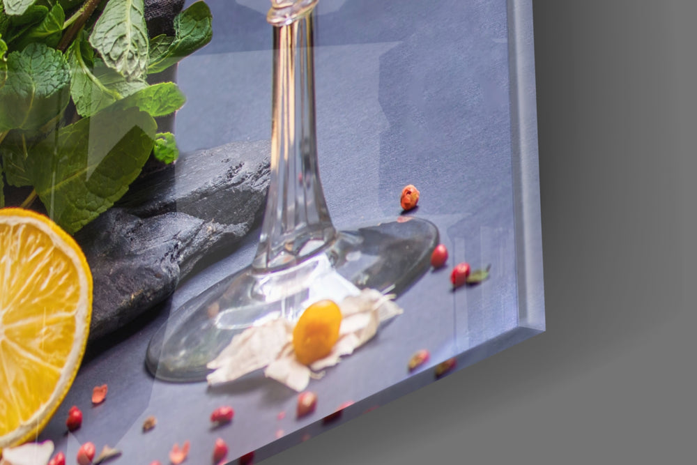 Cocktails artwork anchoring a wall with bold vibrant palette