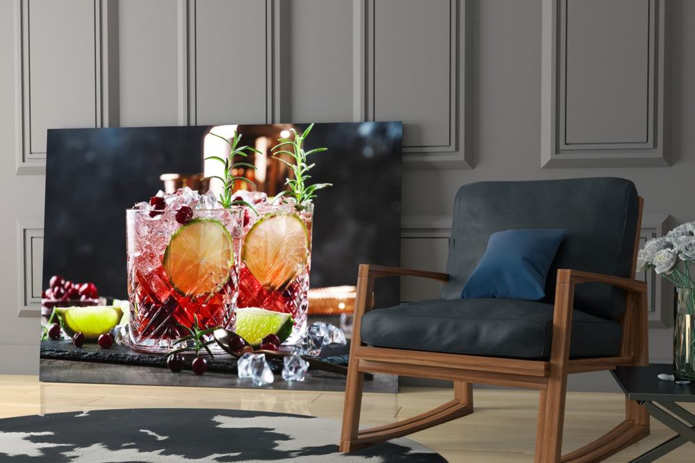 Whiskey glass print enhancing a man cave with cinematic warmth