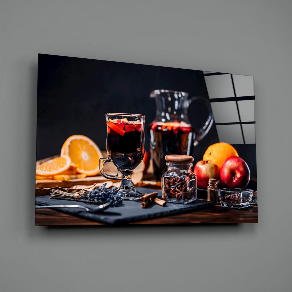 Food-still-life panel bringing hearthside warmth to a contemporary dining room