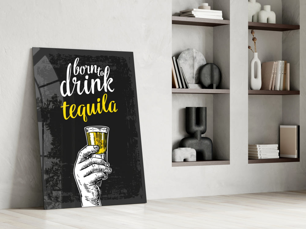 Tequila glass print enhancing a study with cinematic warmth