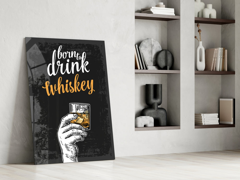 Whiskey glass print enhancing a study with cinematic warmth