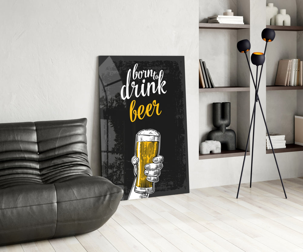 Beer panel adding editorial wit to a kitchen