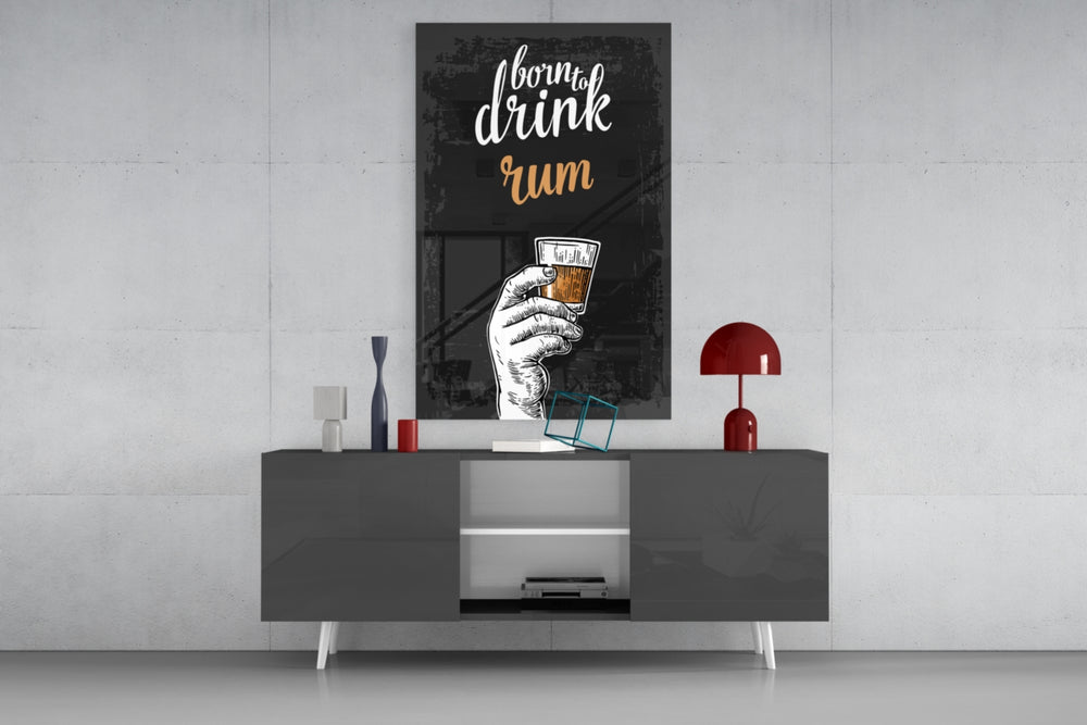 Rum panel catching directional light to reveal its bar-room wit