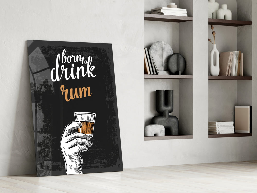 Rum glass print enhancing a tiki bar with cinematic warmth