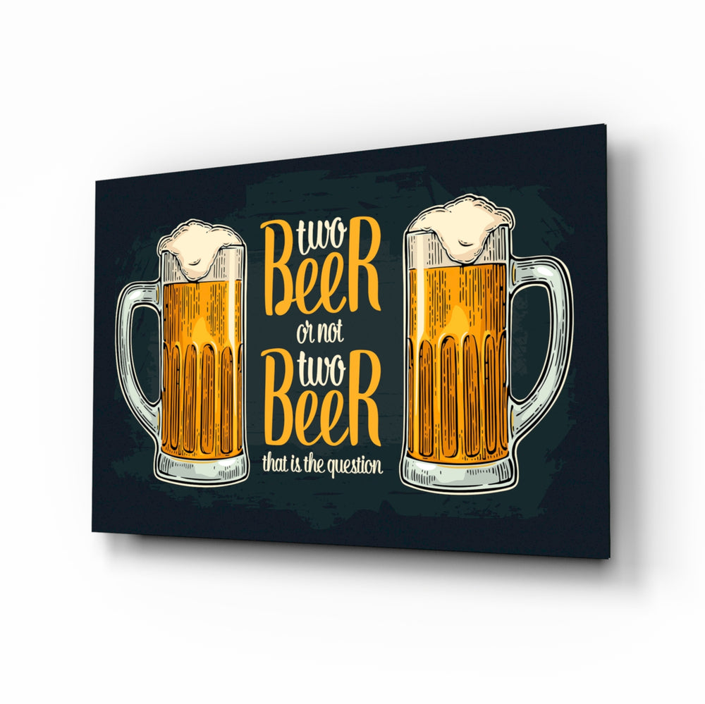 Beer glass wall art displayed above a leather chesterfield in a moody man cave with reclaimed-wood console and brass arc lamp