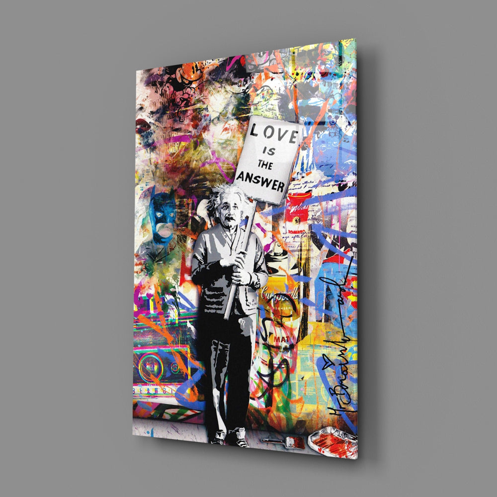 Pop-graffiti panel bringing electric optimism to a contemporary lounge