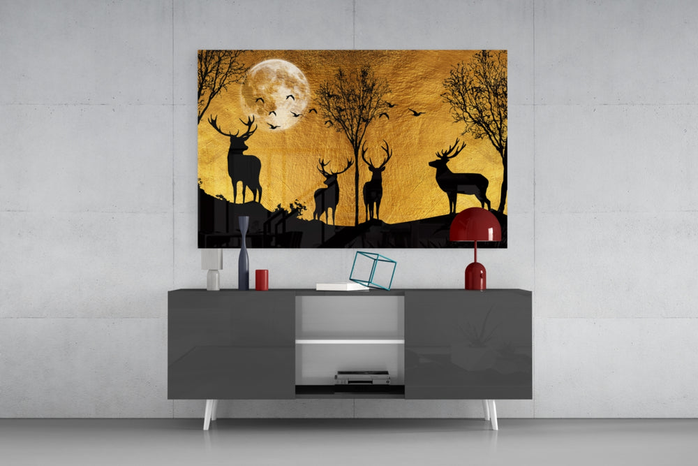 Deers panel catching ambient light to reveal its mythic warmth