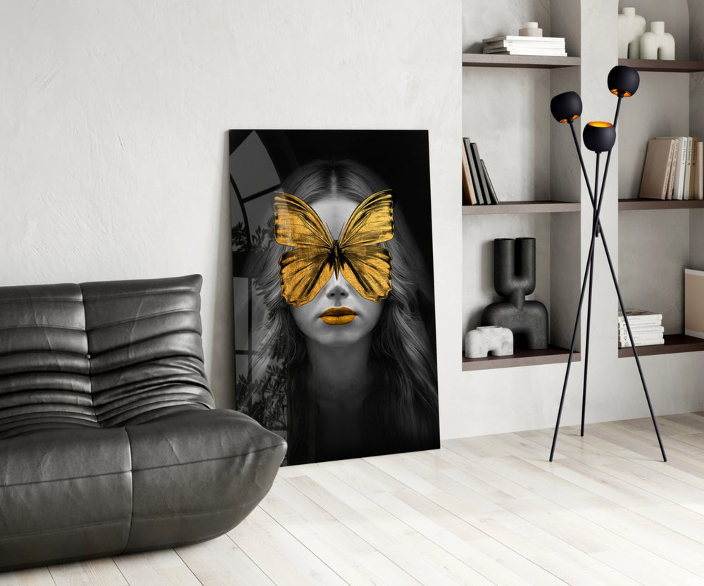 Butterfly Eyes panel adding editorial drama to a living room