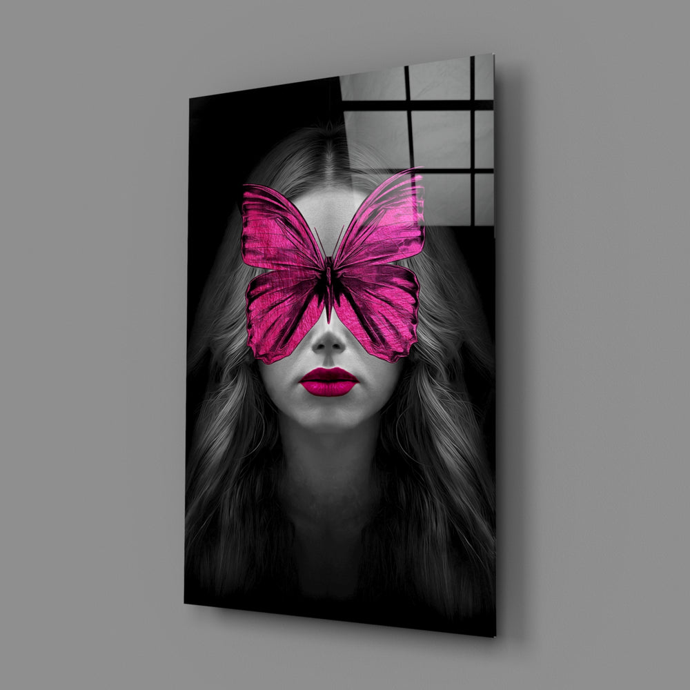 Surreal-portrait panel bringing bold mystery to a contemporary bedroom