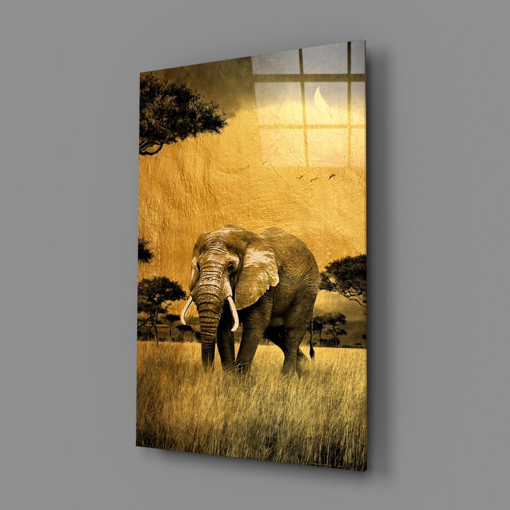 Golden-safari panel bringing sun-warmed gravity to a contemporary living room