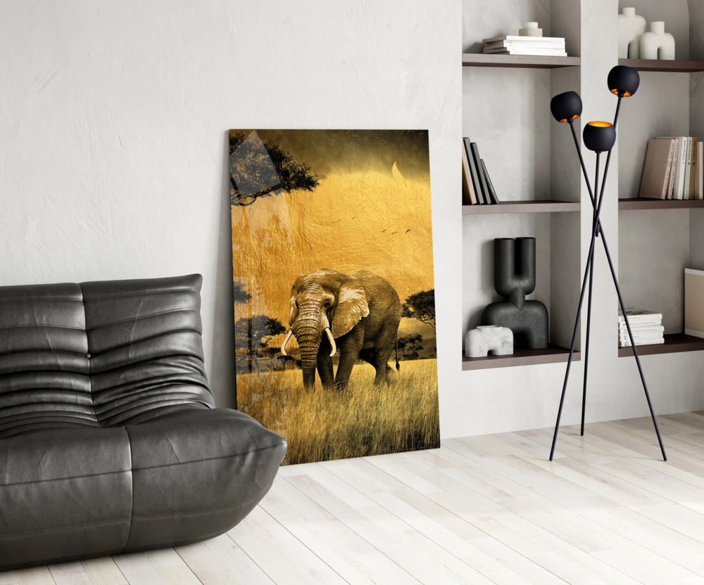 Elephant panel adding editorial calm to a hallway