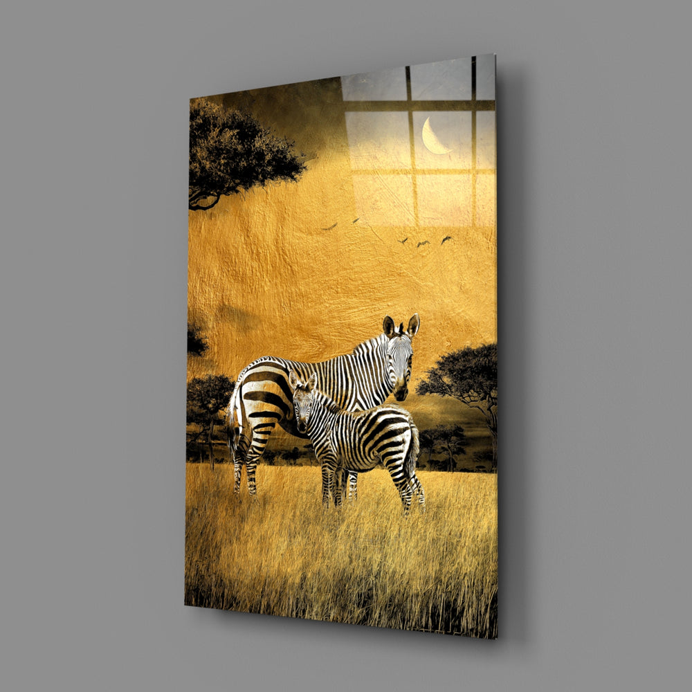 Golden-safari panel bringing tender warmth to a contemporary living room