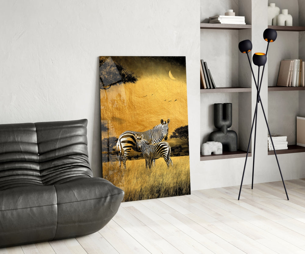 Zebras panel adding editorial calm to a hallway