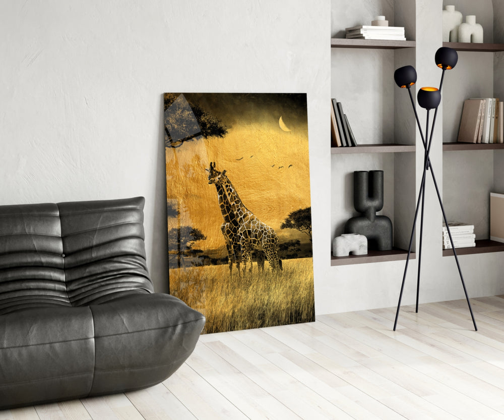 Giraffes panel adding editorial calm to a hallway