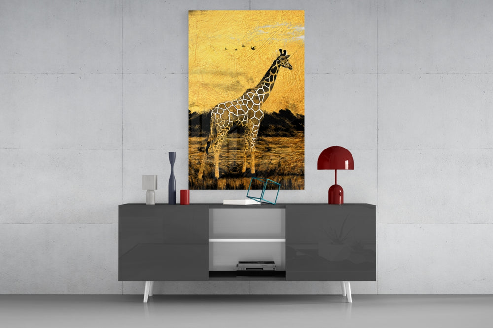 Giraffe panel catching directional light to reveal its sun-warmed gravity