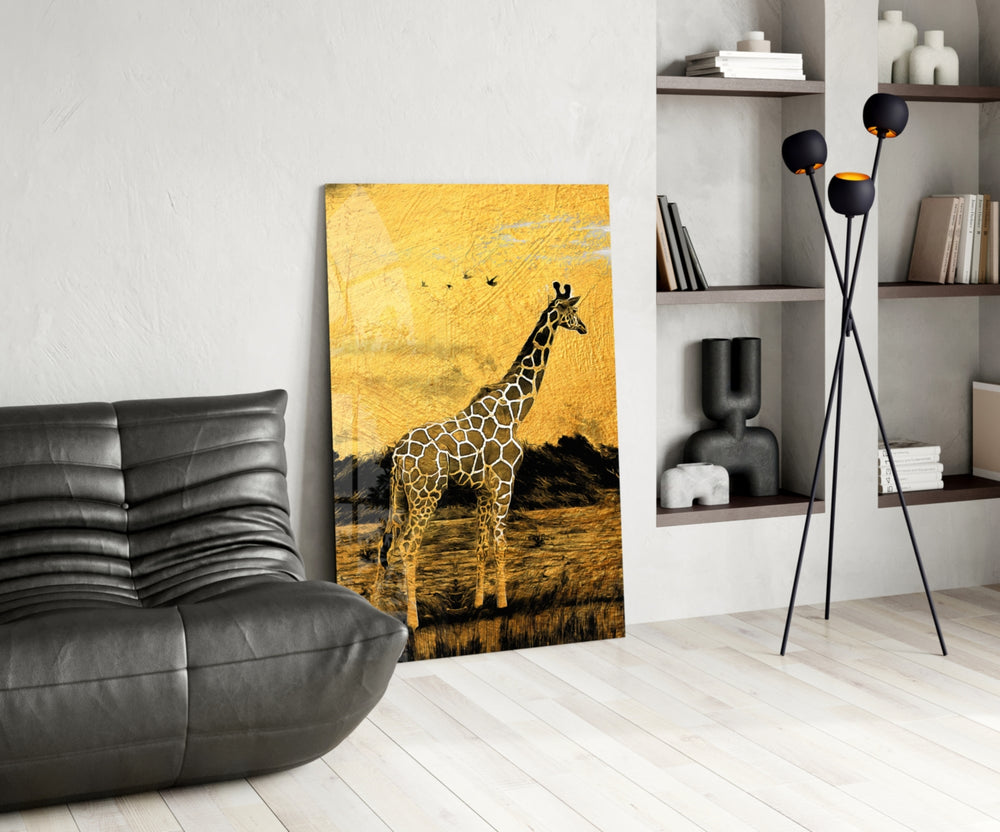 Giraffe panel adding editorial calm to a hallway