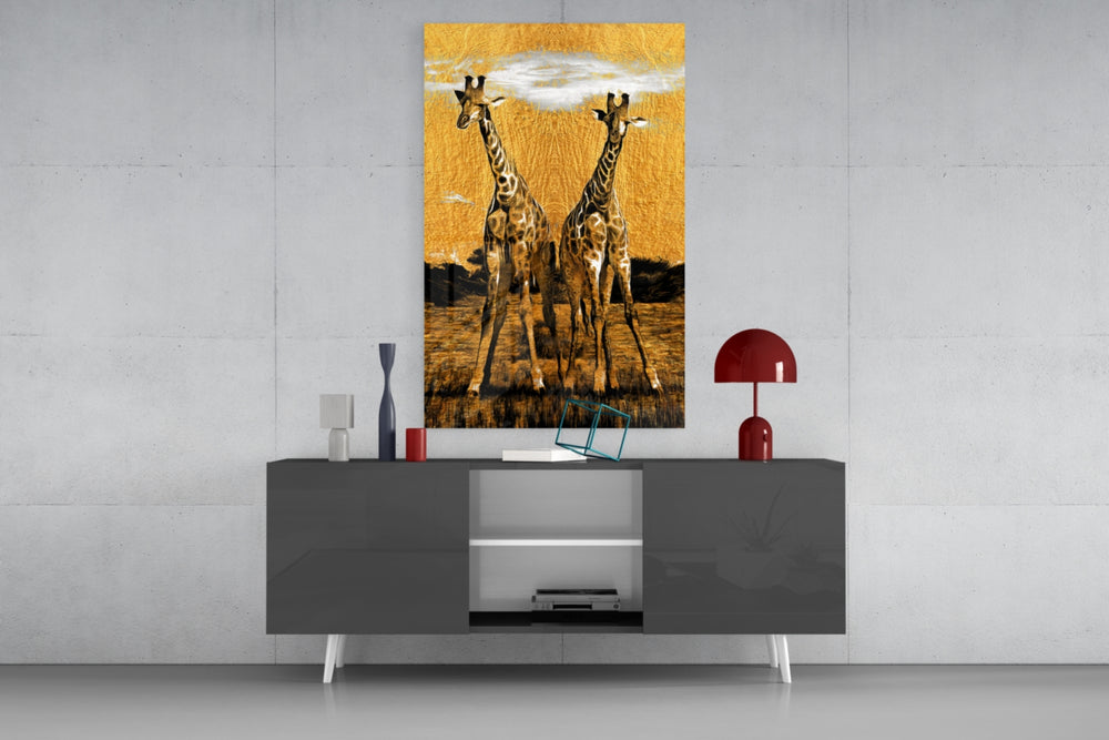 Giraffes panel catching directional light to reveal its luxurious calm