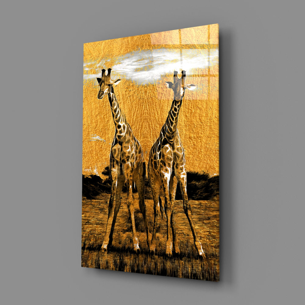 Golden-safari panel bringing luxurious calm to a contemporary dining room