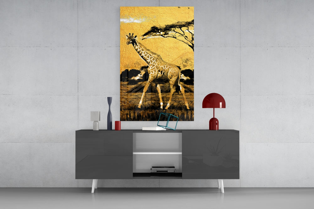 Giraffe panel catching directional light to reveal its sun-warmed gravity