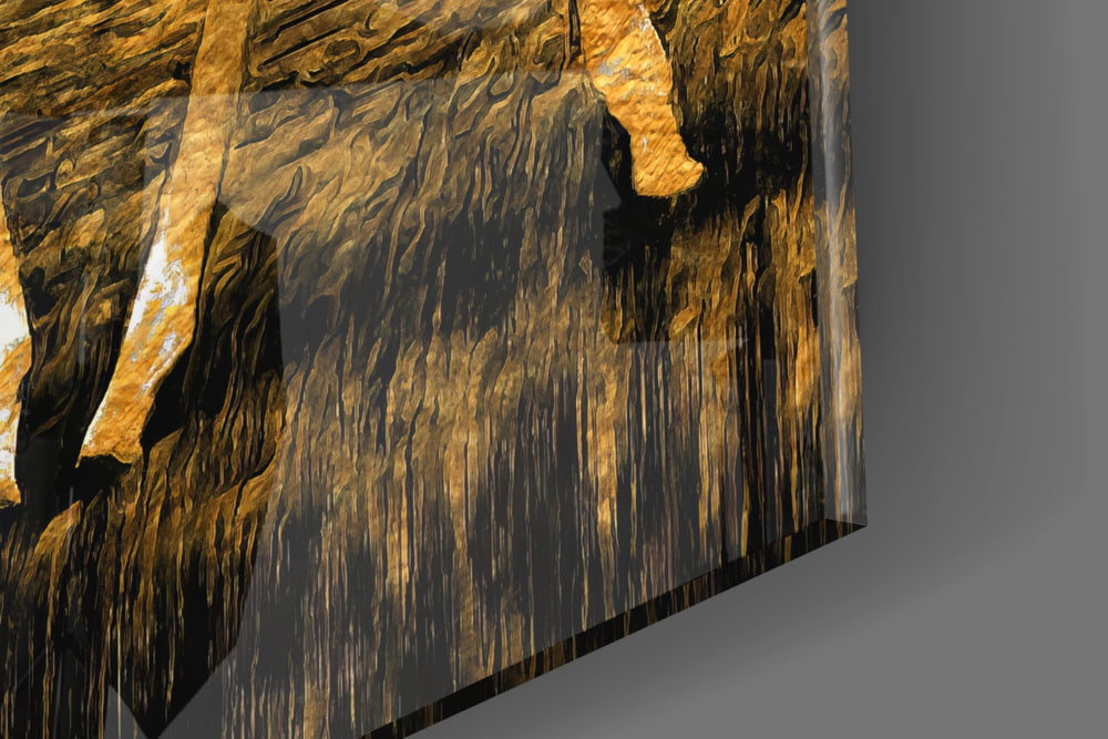 Giraffe artwork anchoring a wall with warm luxe palette