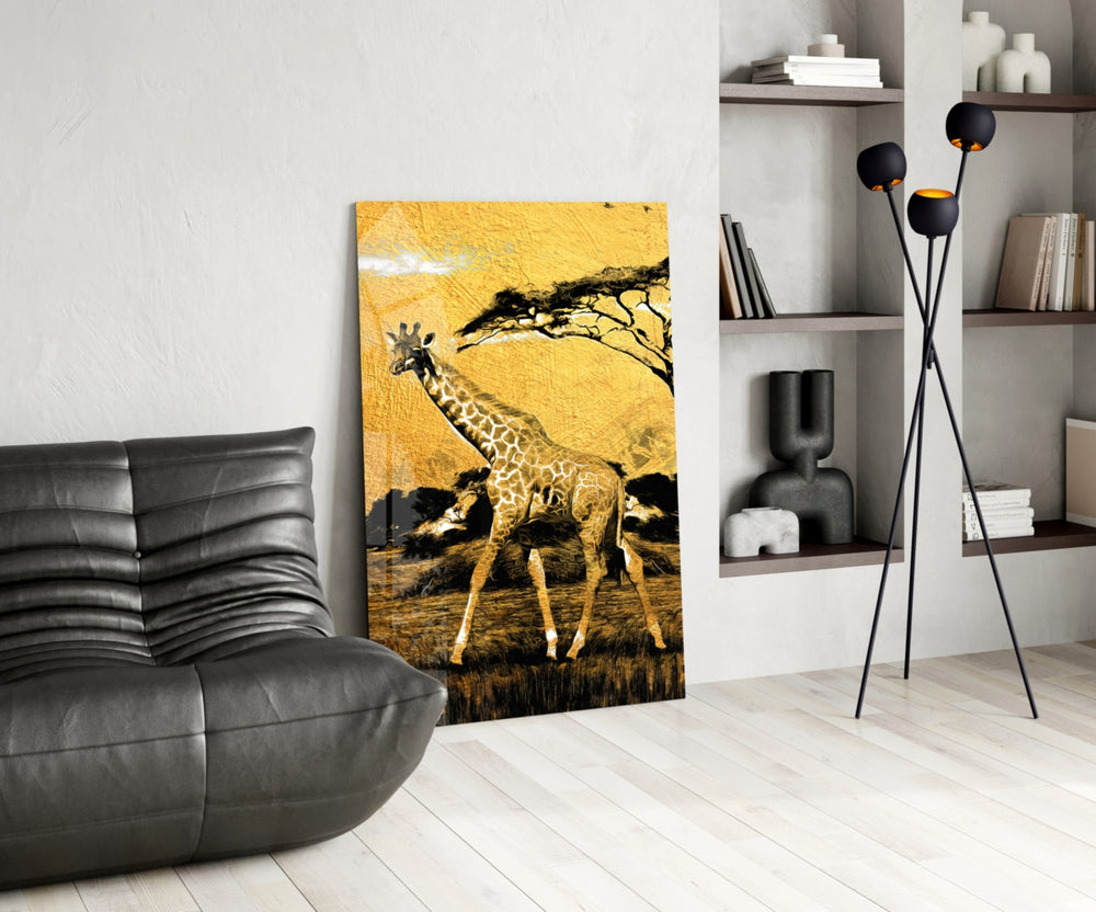 Giraffe panel adding editorial calm to a hallway