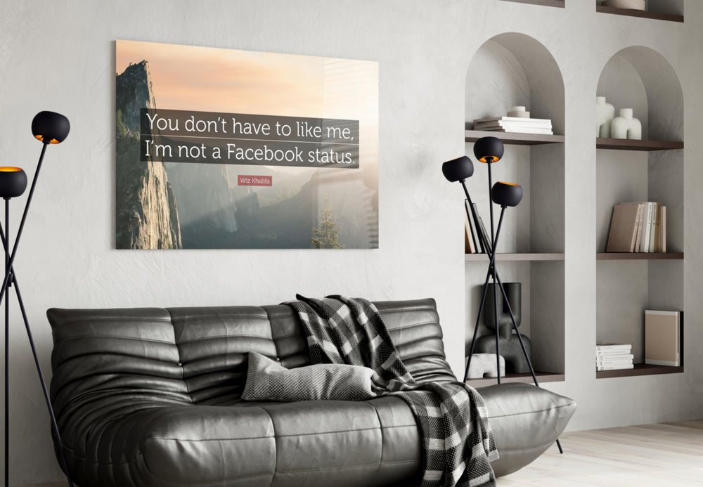 Not a Facebook Status glass wall art styled above a desk in an office