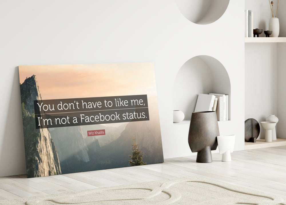 Not a Facebook Status close-up showing Yosemite sunrise with Wiz Khalifa quote banner