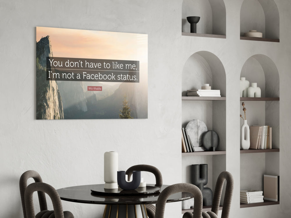 Not a Facebook Status panel adding editorial calm to a living room
