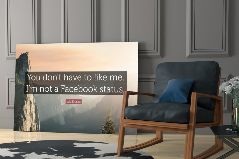 Not a Facebook Status glass print enhancing a study with cinematic warmth