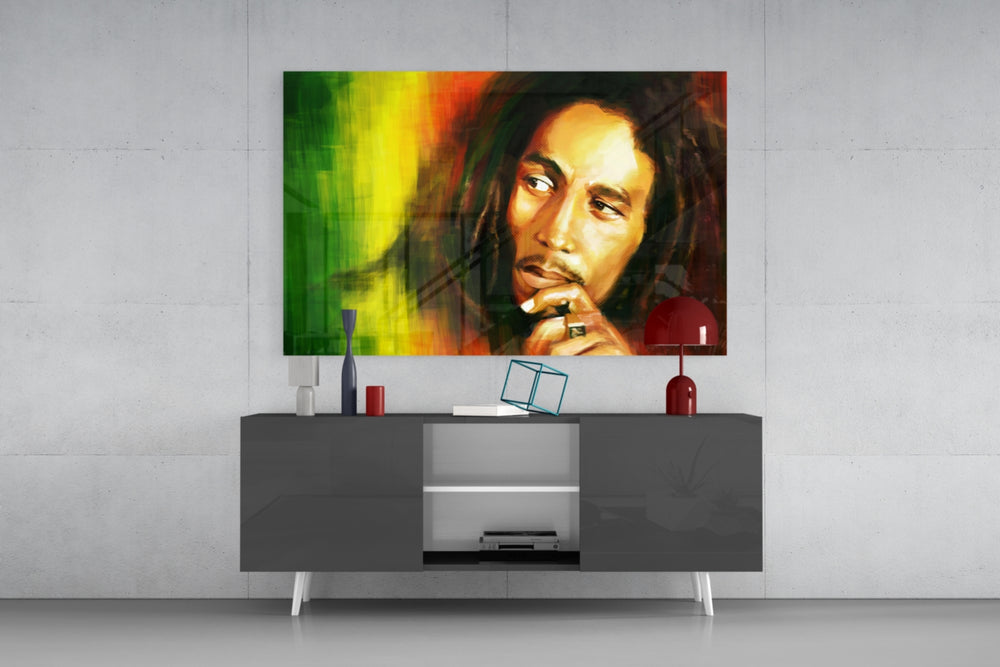 Reggae Dreadlocks Portrait Glass Wall Art