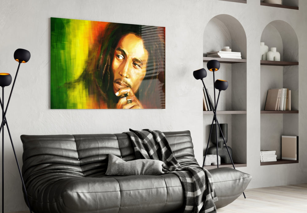 Reggae Dreadlocks Portrait Glass Wall Art
