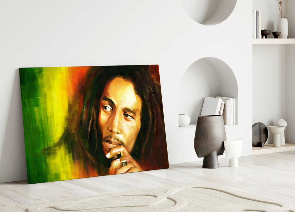 Reggae Dreadlocks Portrait Glass Wall Art