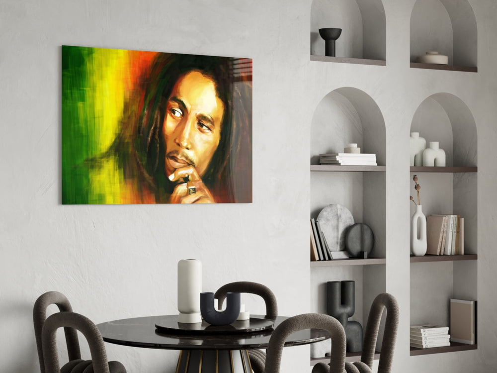 Reggae Dreadlocks Portrait Glass Wall Art