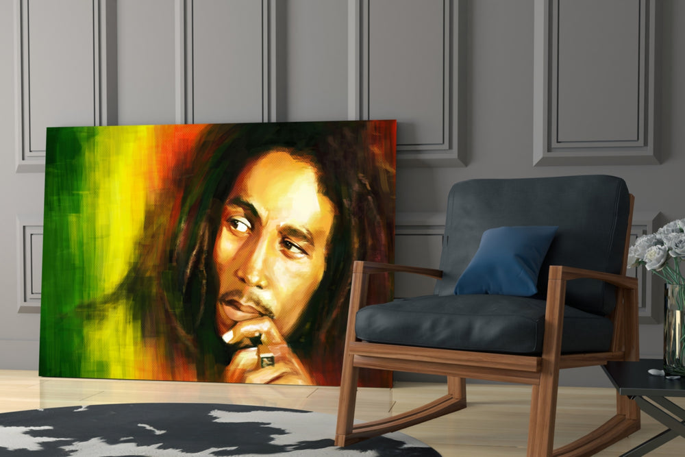 Reggae Dreadlocks Portrait Glass Wall Art