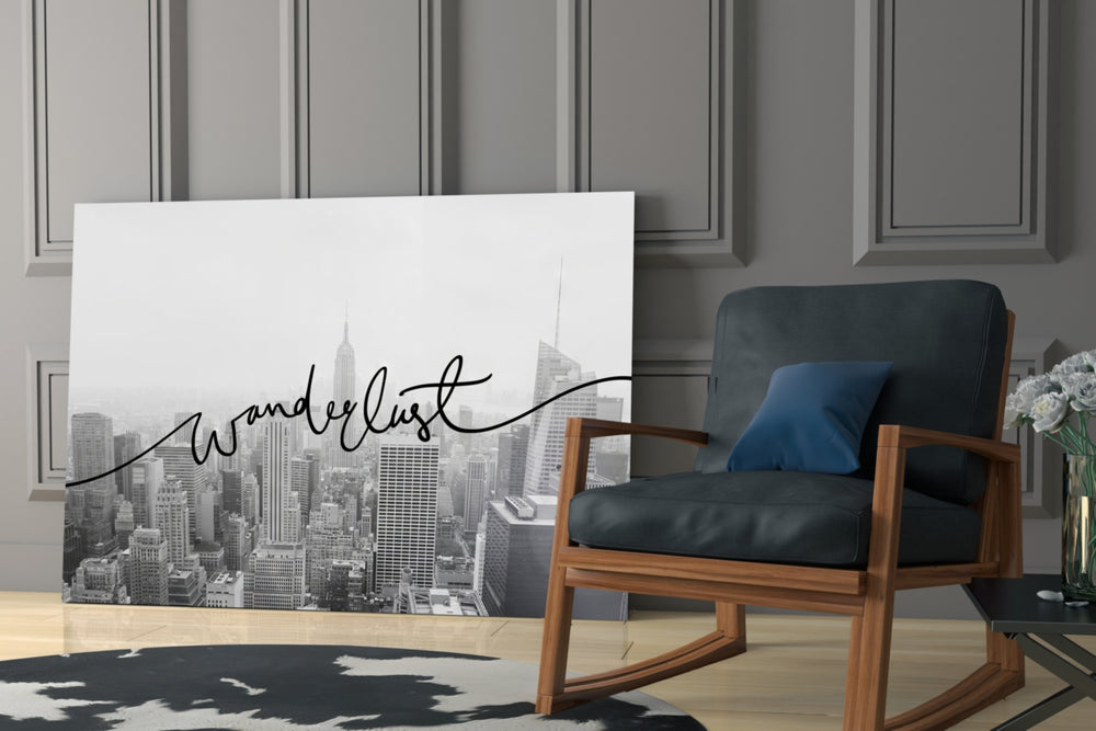 Wanderlust glass print enhancing a study with cinematic warmth