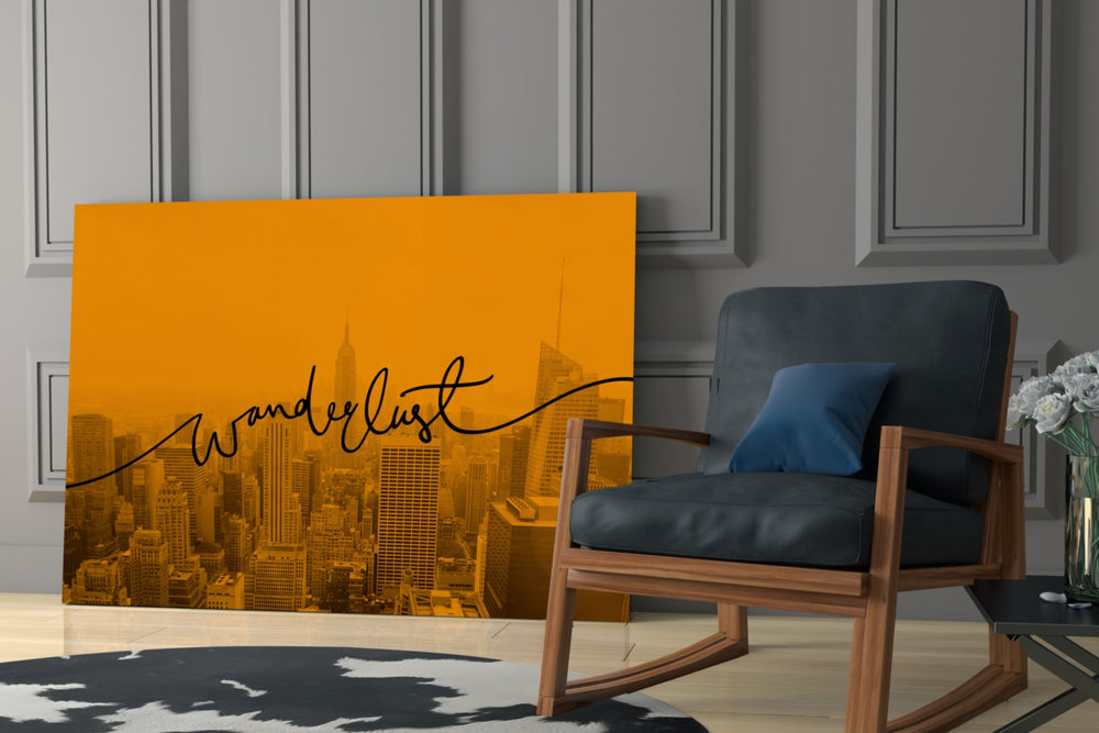 Wanderlust glass print enhancing a study with cinematic warmth