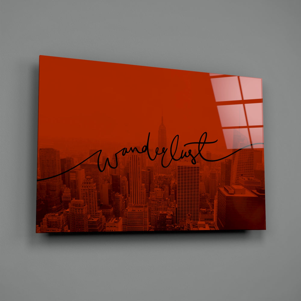City-typography panel bringing fiery wanderlust to a contemporary bedroom
